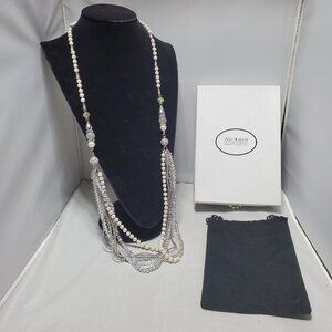 Ali Khan 7-Strand Pearl & Clear Glass Necklace with gift box